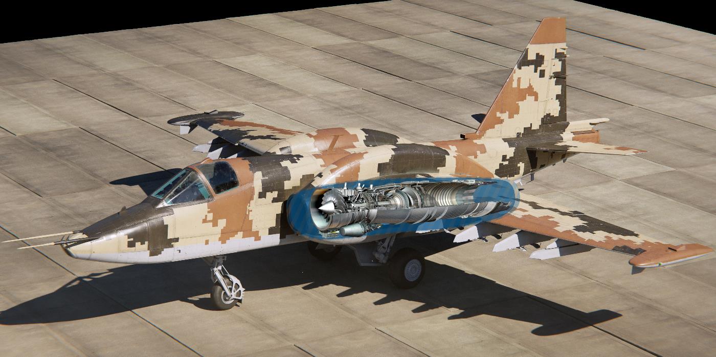 Су-25NG на ночной взлётной полосе